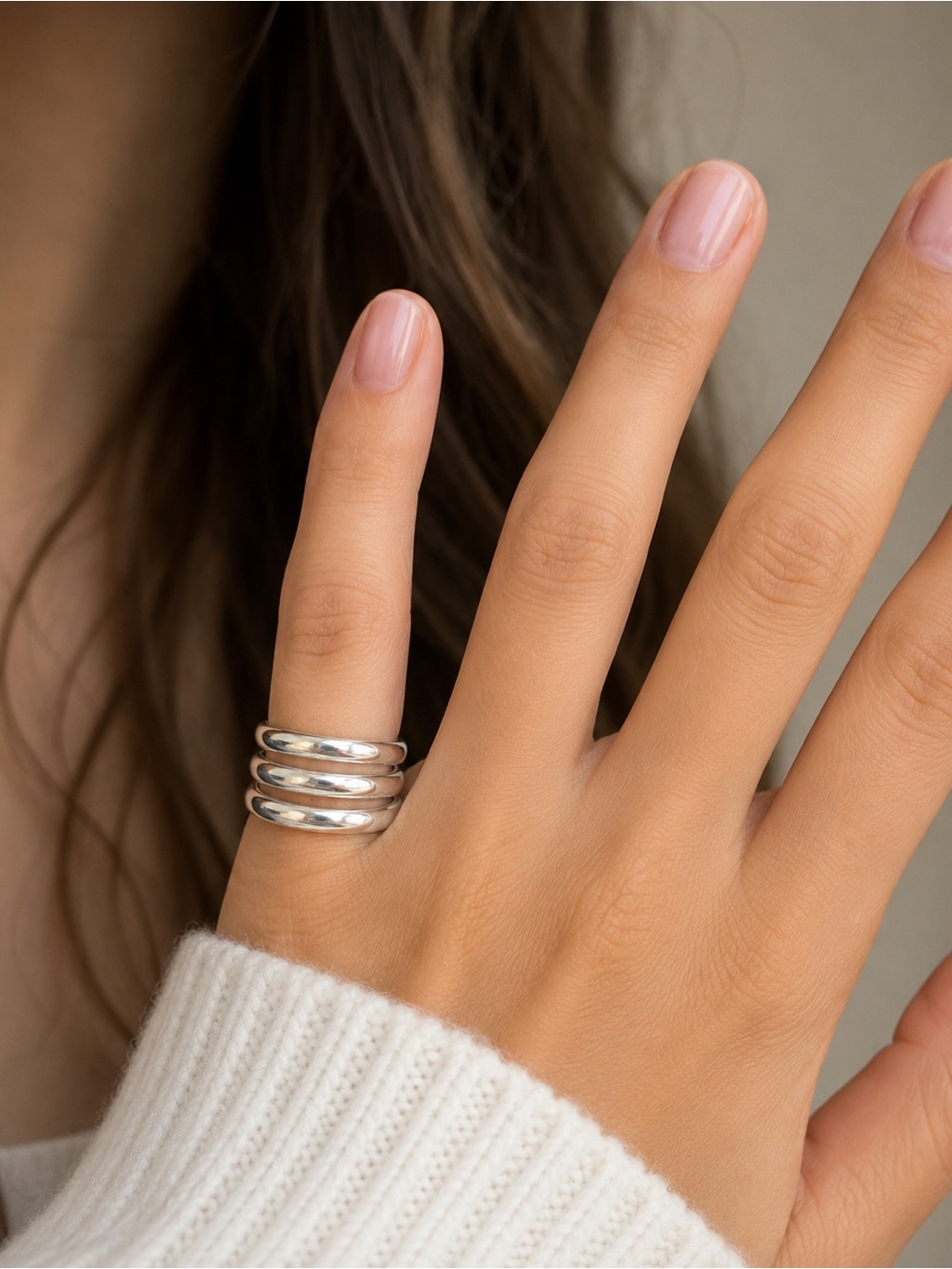 Sterling Silver Triple Band Ring Size 4.75 Great Pinkie Ring - Picture 4 of 4